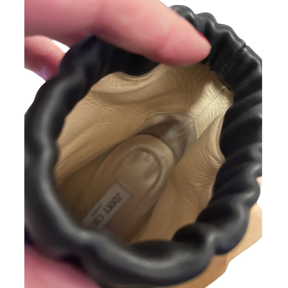 Jimmy Choo 8.5 Marva Scrunch Top Leather Ankle Bootie Boot Block Heel Black 39 - Picture 9 of 10